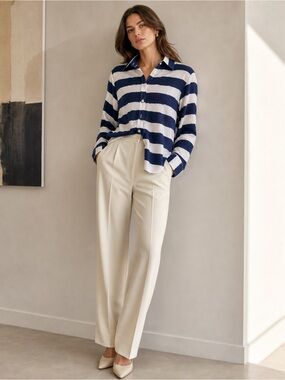 Soft Wash Chemise Blue and White striped shirt Button up